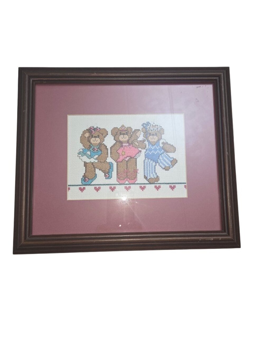 Dimensions Counted Cross Stitch  The Bear Ballet Vintage 1984.Completed Framed